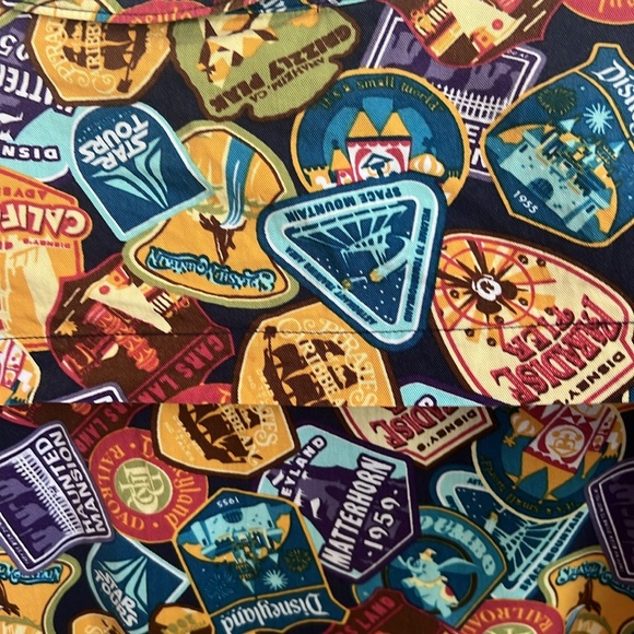 DisneyParks Disneyland Passport Collection Stamps Button Down Shirt Mens Sz XXL - Picture 8 of 16